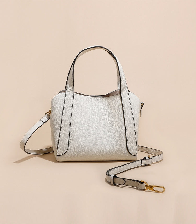 Sac seau en cuir de vachette première couche pour femme, portable pour les trajets quotidiens