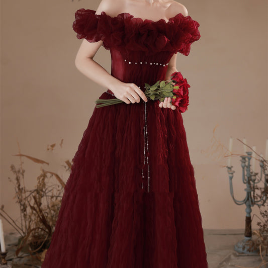 New Bridal Red Pearl Fashion Dress