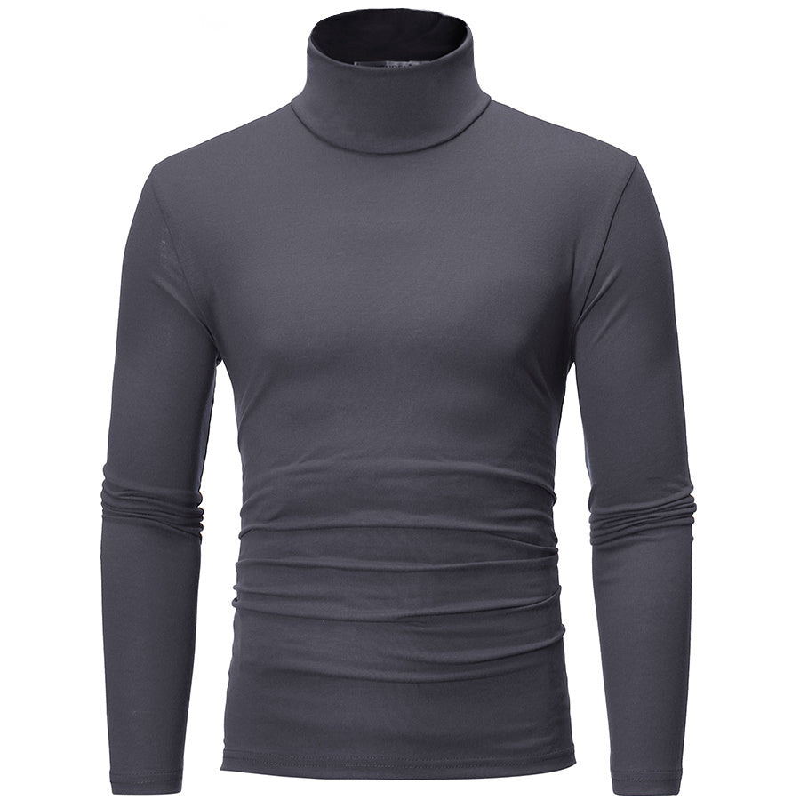 Haut T-shirt fin à manches longues et col montant en soie de lait