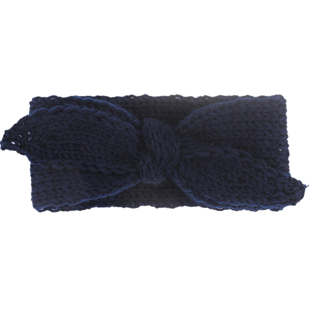 Baby Winter Solid Big Bow Fish Knit Wool Headband
