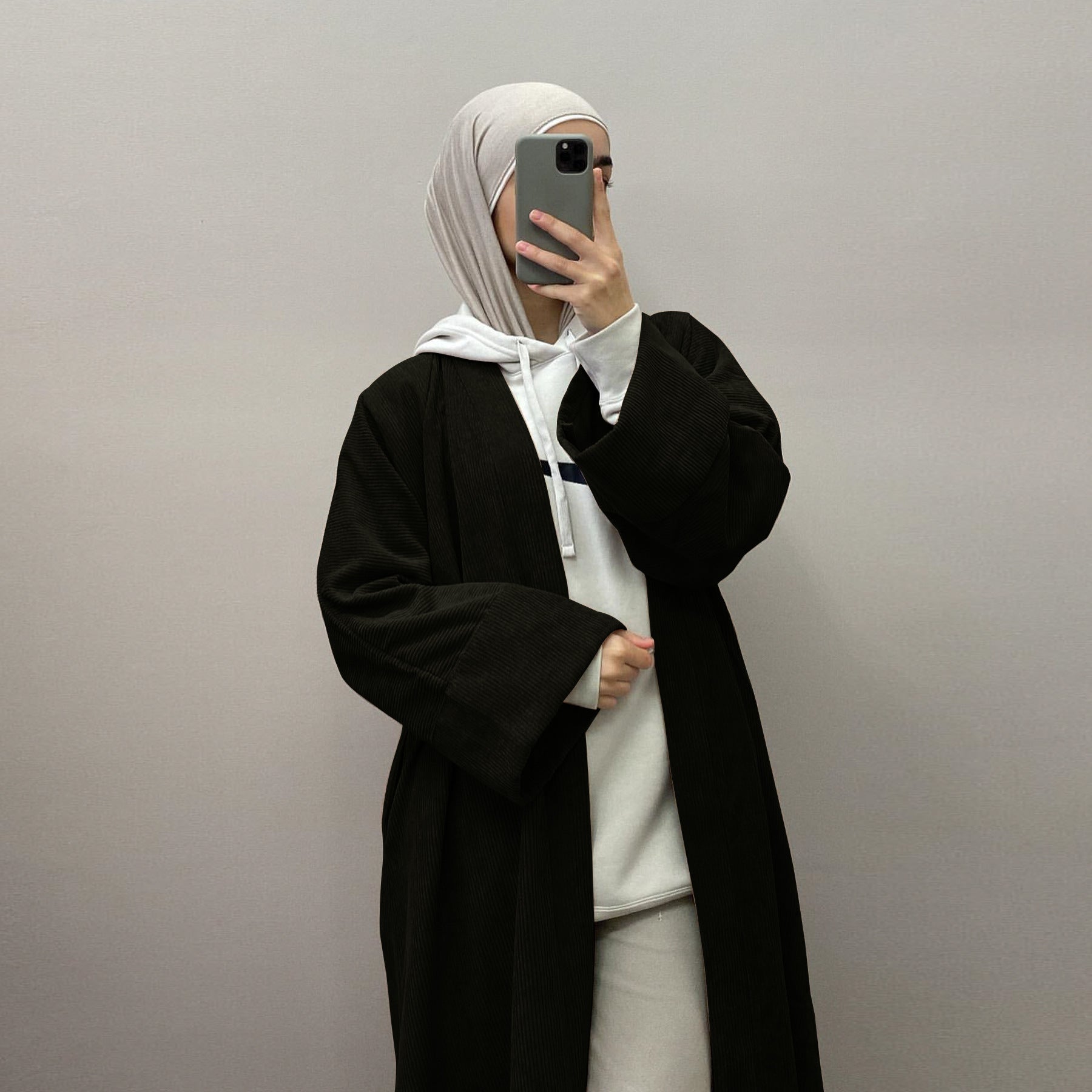 Wide Hem Loose Casual Cardigan Dress for Muslim women