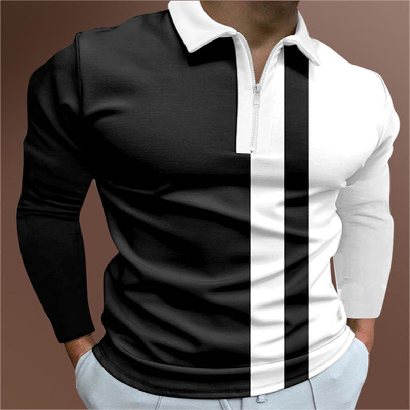 Men's Striped Printed Polo Shirt Short Sleeve Lapel T-Shirt