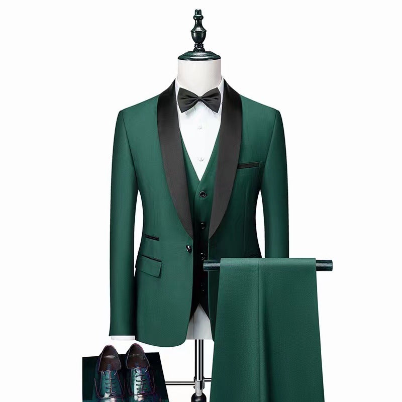 Men's 3-Piece Wedding Suit Set Groom Tuxedo Polyester