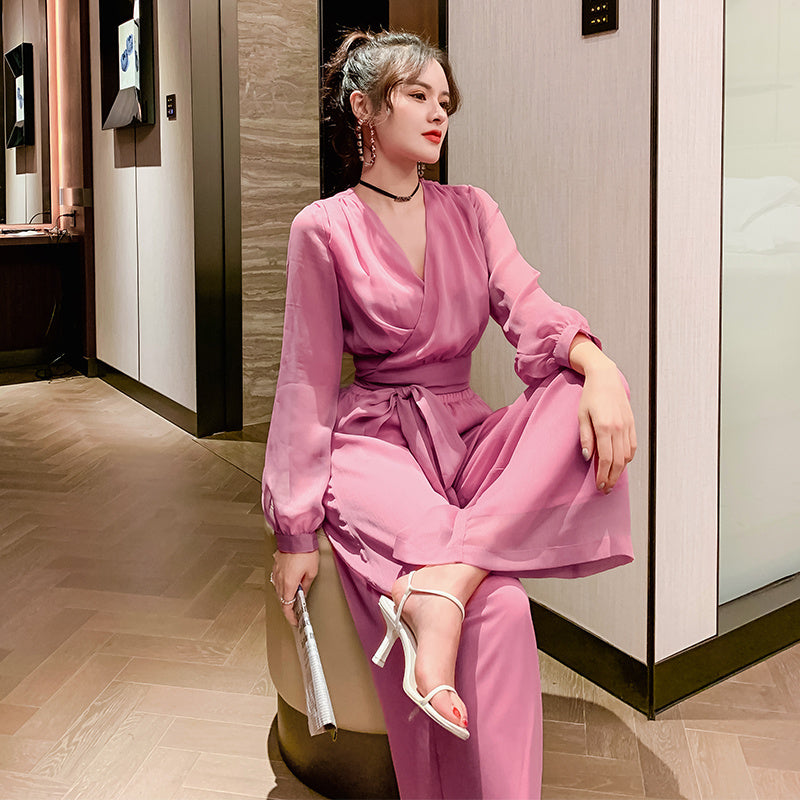 Chiffon fashion two-piece wide-leg pants