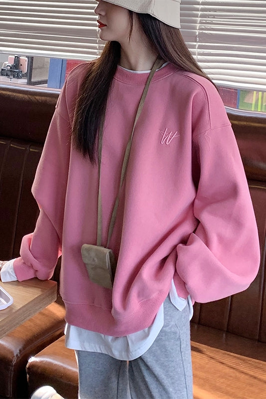 Ladies Winter Loose Cotton Sweatshirt With Text Design