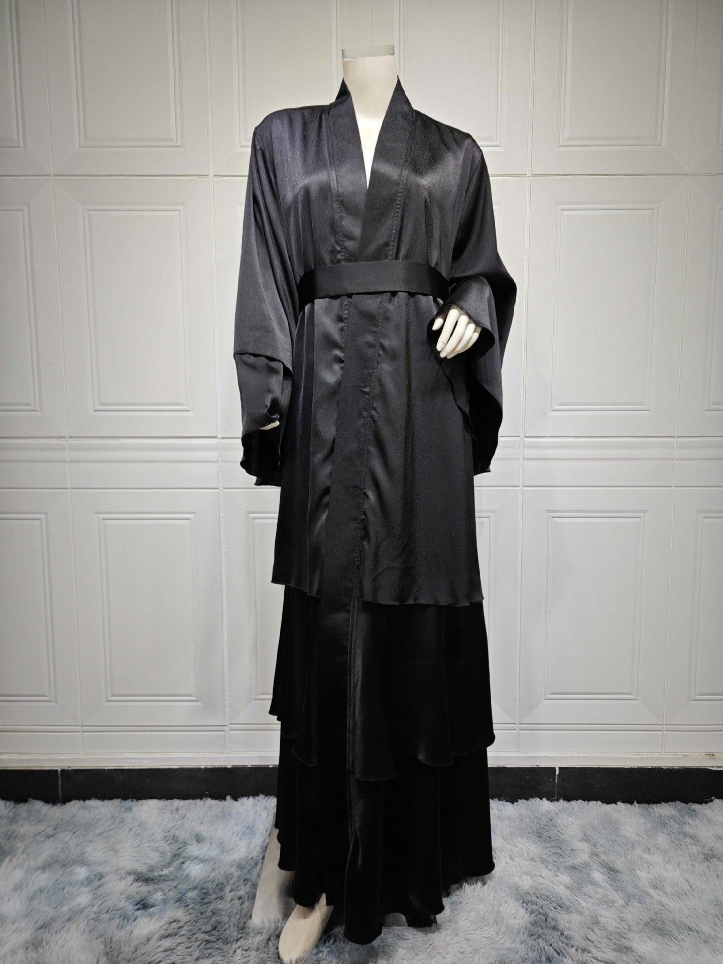 Robe abaya unie, vêtement d'extérieur cardigan, style musulman