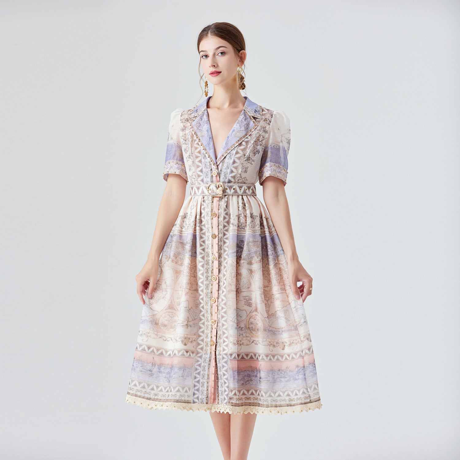 Australian Luxury Midi Dress with Stitching Lace and Beaded Details