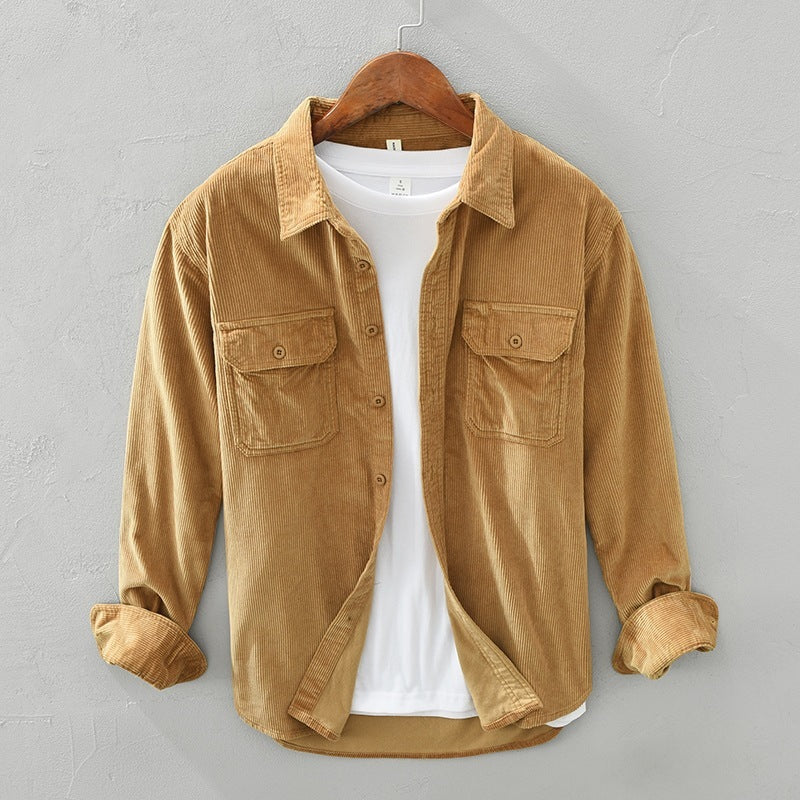 Loose Solid Color Work Shirt Coat for Men