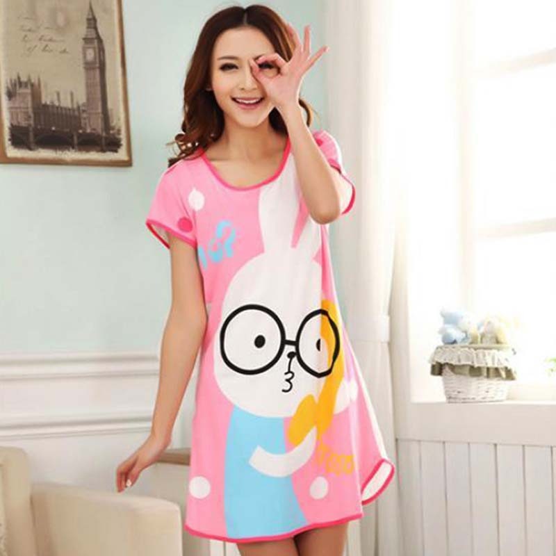 Milk Silk Short-Sleeve Nightdress for Women Pajamas