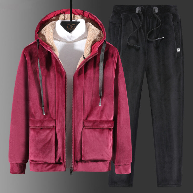 Casual Youth Large Two-Piece Hooded Winter Suit