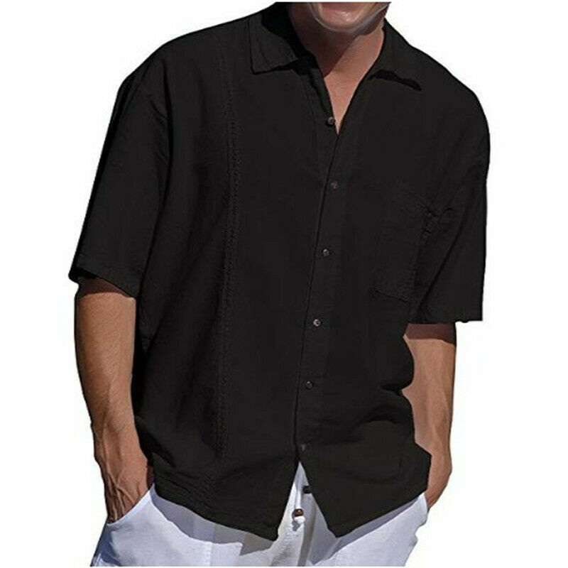Men's Linen Hemp Shirt - White & Black, M-XXXL