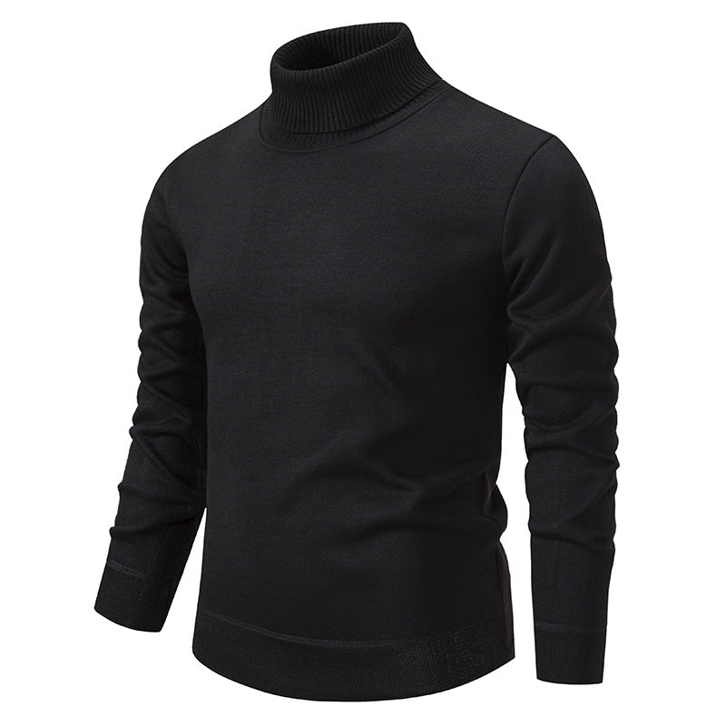 Pull col roulé en maille à manches longues doublé polaire pour homme