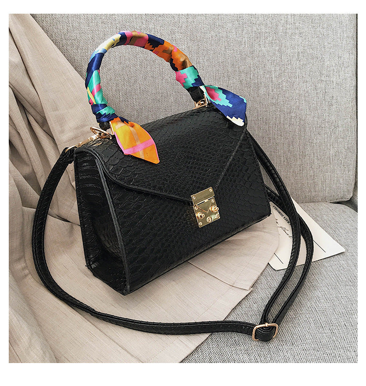 Snake print silk scarf handbag