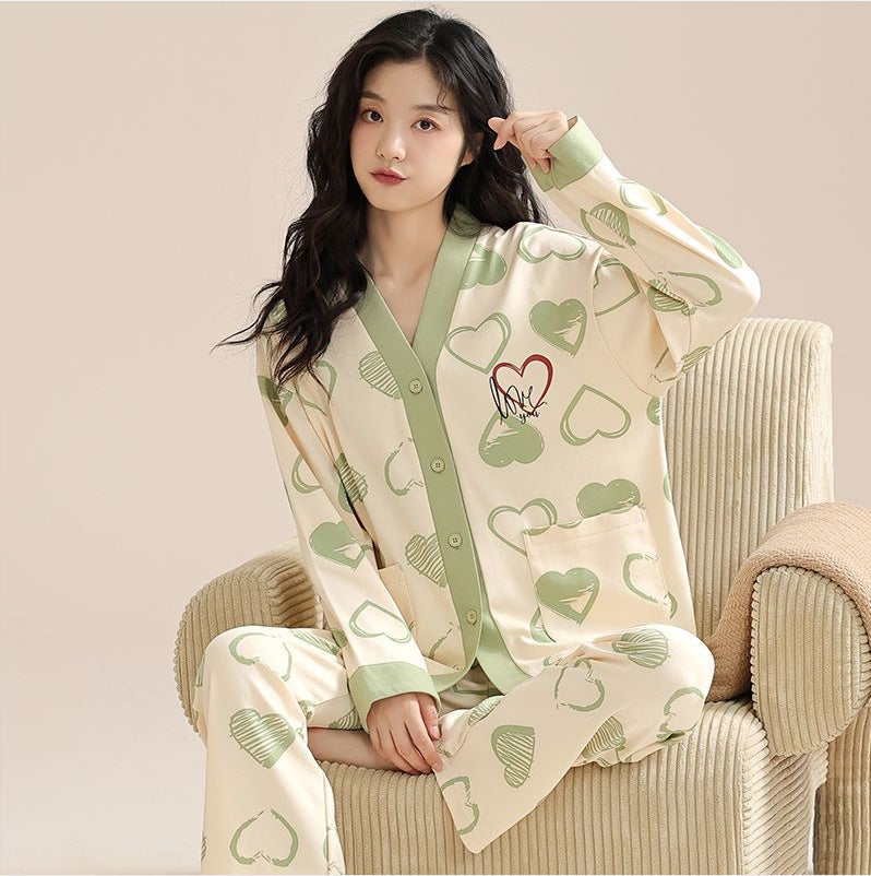 Ensemble pyjama à manches longues en coton pour femme