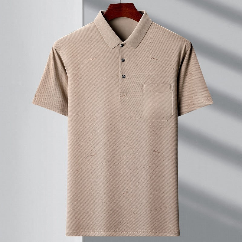 Men's Youth Striped Polo Shirt with Pocket Cotton Spandex