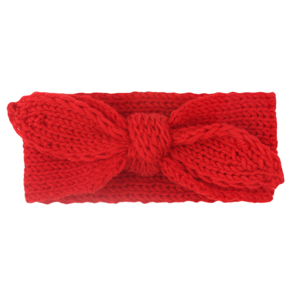 Baby Winter Solid Big Bow Fish Knit Wool Headband