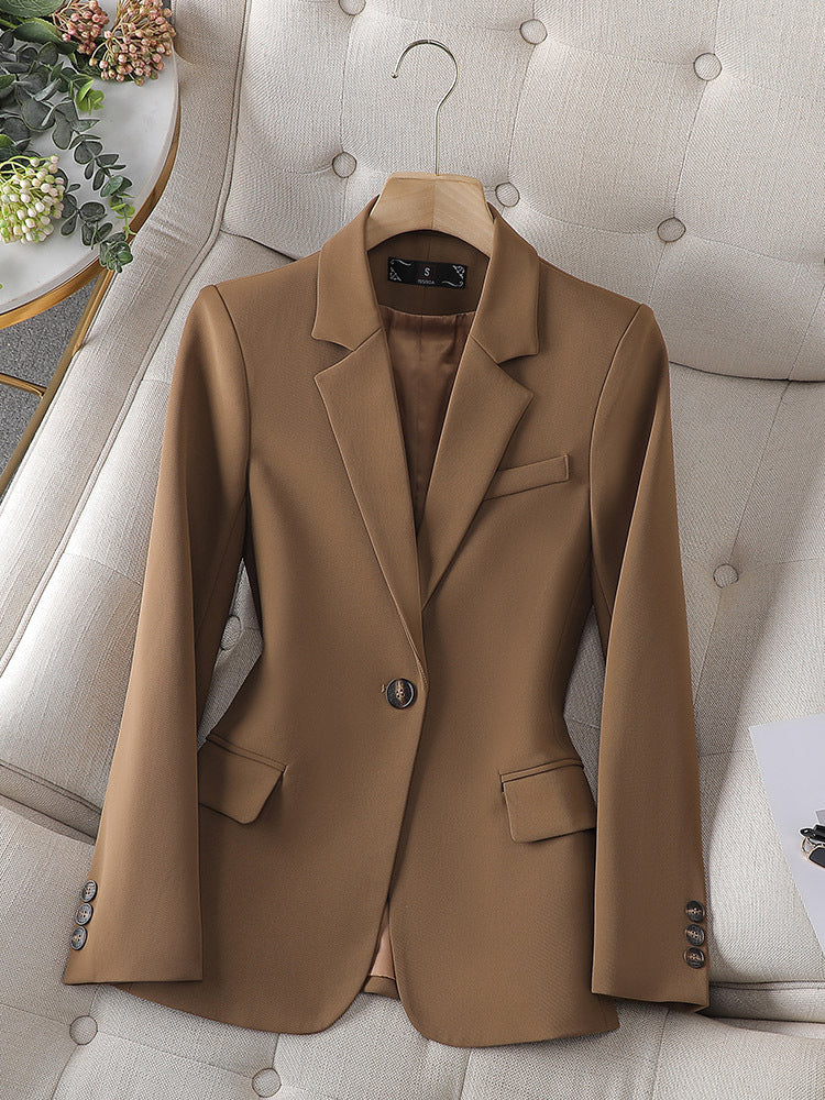 Women's Casual Long Sleeve Suit Jacket in Blue, Pink, Black & Coffee Polyester