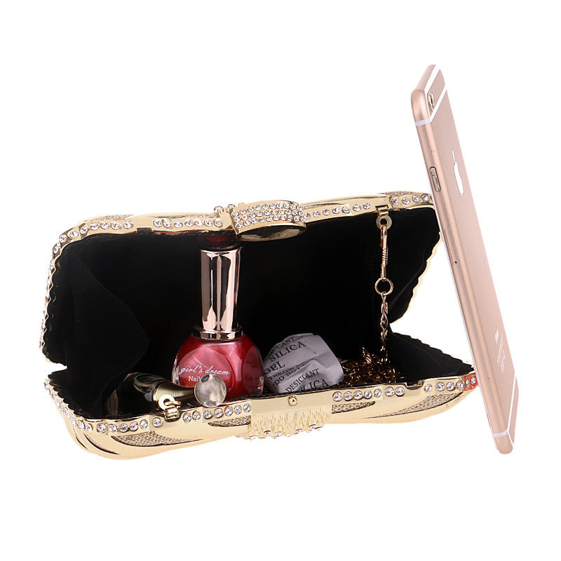 Pochette de soirée élégante avec nœud pour femmes, idéale pour les banquets