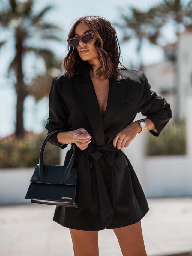 Women's Long Sleeve Lace-Up Blazer Collar Coat