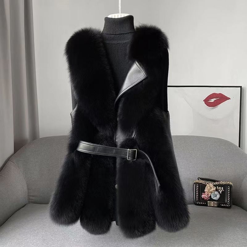 Women's Mid-Length High-End Fashion Jacket in Cocoa, Milky White & Black Polyester