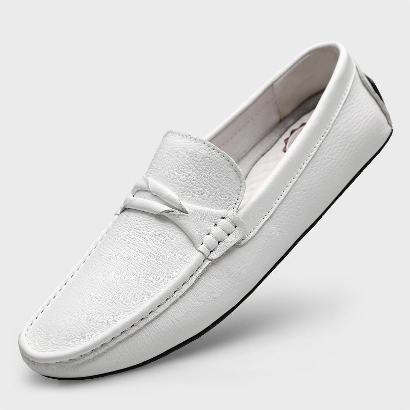 Mocassins décontractés en cuir véritable à enfiler pour homme
