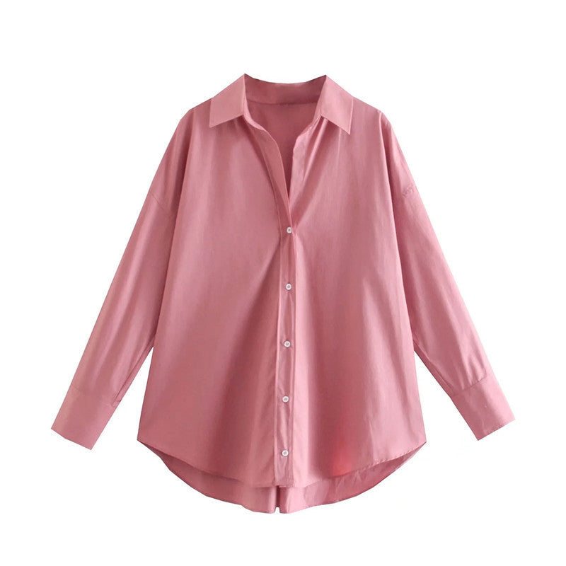 Chemise Popeline Multi-Couleur Décontractée Urbaine Manches Longues Fibre de Polyester