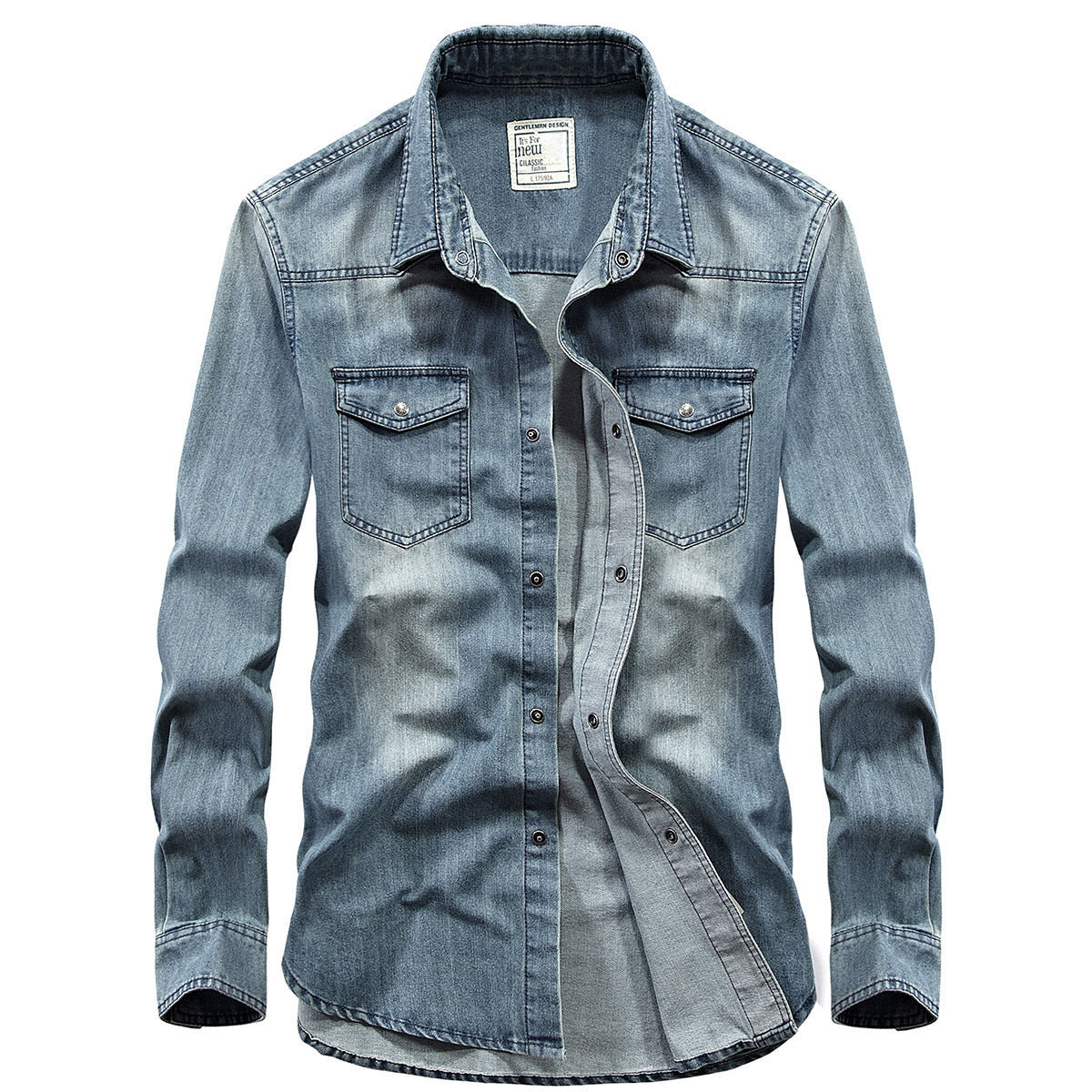 Denim Shirt Men's Casual Long Sleeve
