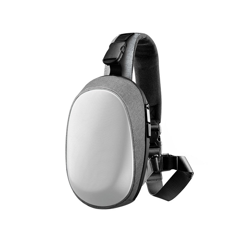 Hard Shell Round Shoulder Bag for Men and Women, Small PVC Chest Bag with Zipper Closure