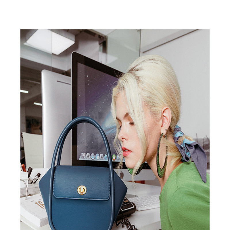 Leather Wing Tote Crossbody Bag with Buckle Closure