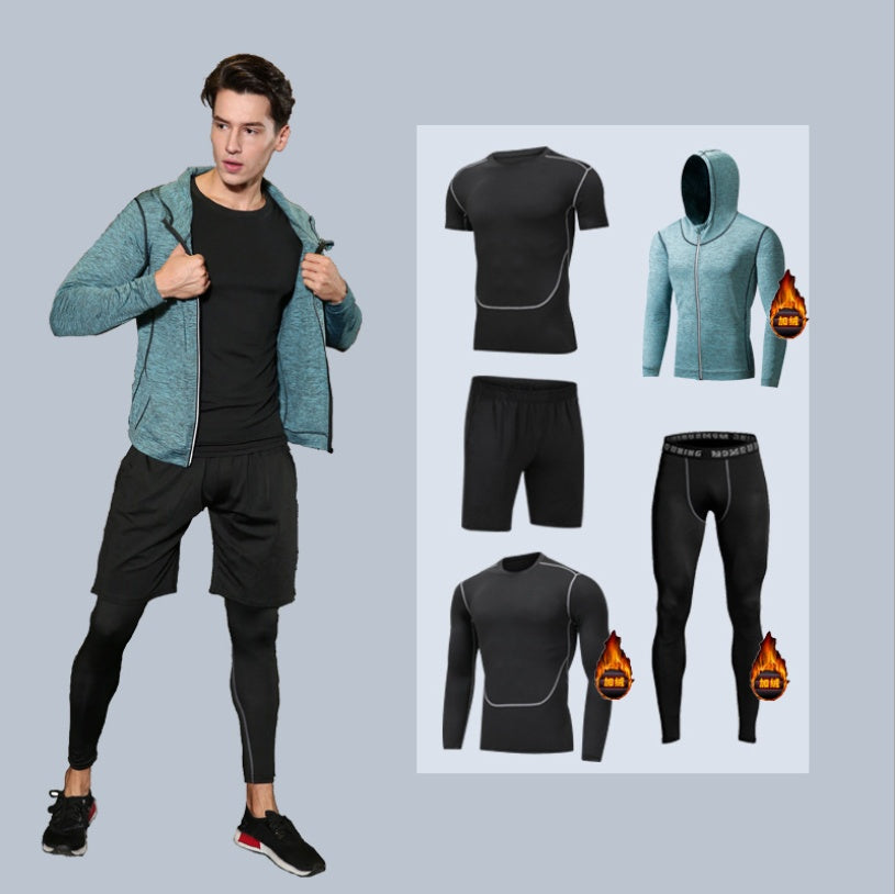 Ensemble Sport Homme Séchage Rapide à Capuche Manches Longues Pantalon Neuf Points Fitness Course à Pied