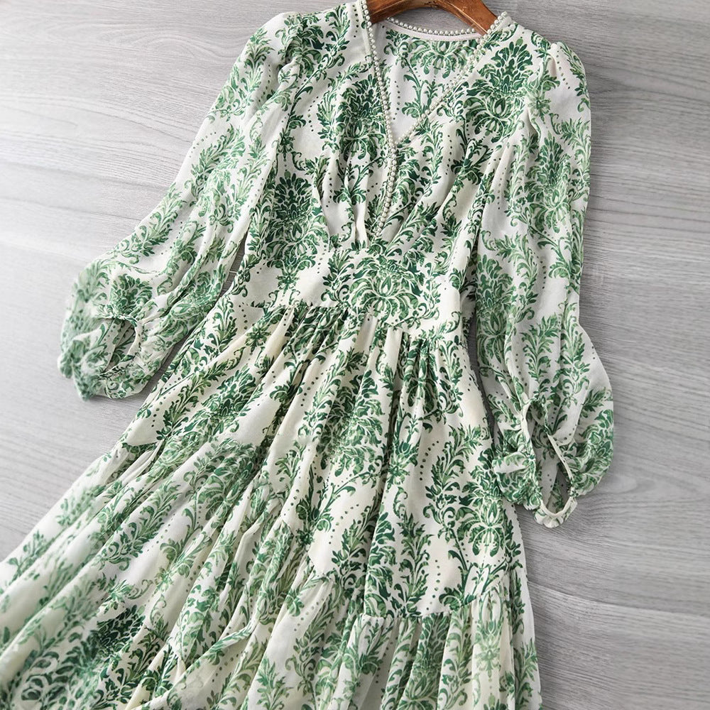 Jupe enfant taille haute amincissante, motif floral, style "Light Luxury"