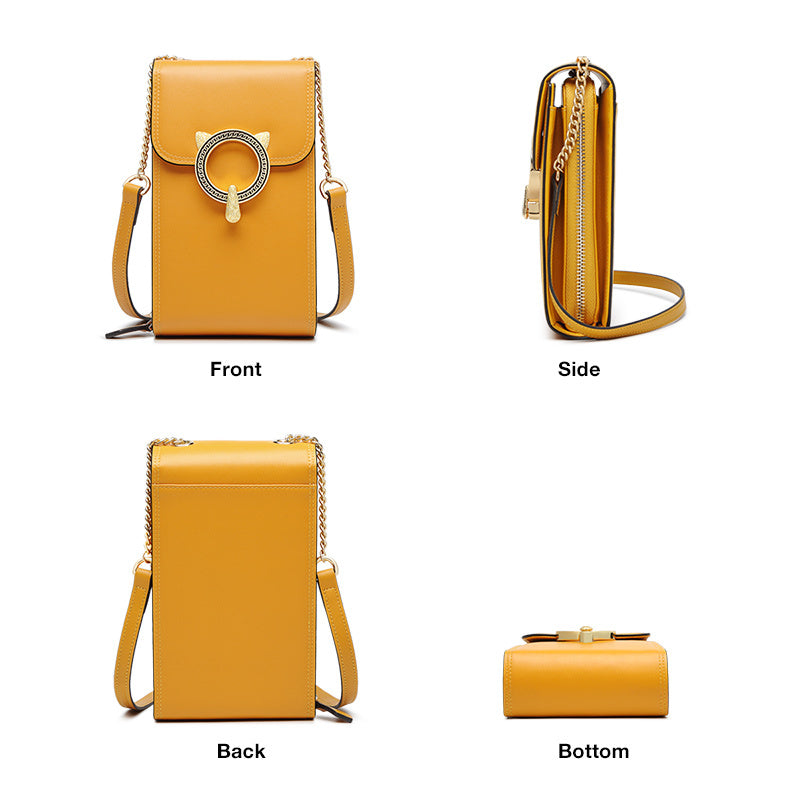 Mini Ladies Trendy Crossbody Chain Phone Bag in Yellow & Beige