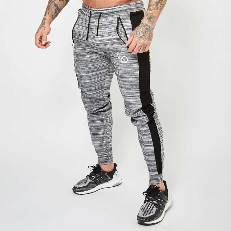 Splicing Zipper Slim Fit Running Pants