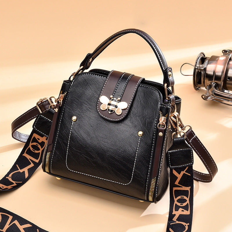 Small Square Shoulder Messenger Bag with Simple Hardware Lock Buckle