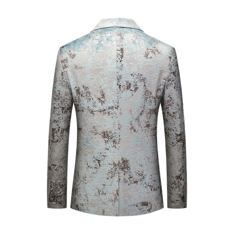 Men's Slim Fit Casual Blazer with Suit Collar and Button Closure