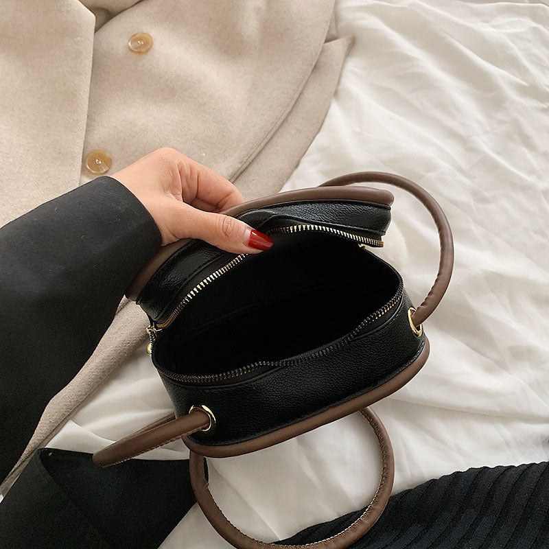 Trendy Simple Roller PU Leather Shoulder Messenger Bag 18x17x9cm