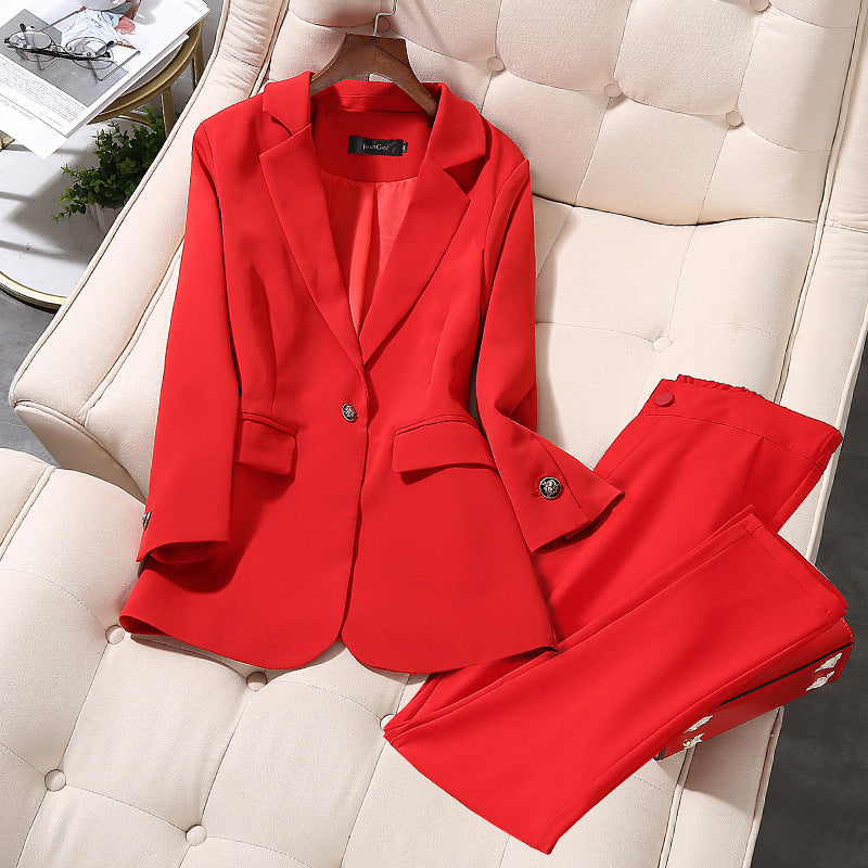Red Twilled Double Linen Dress Suit in XL-5XL