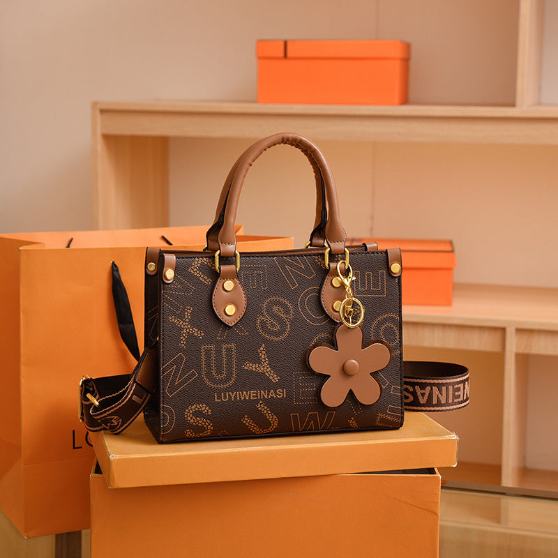 Retro Printed PU Shoulder Messenger Bag for Women, 25cm x 19cm x 10cm
