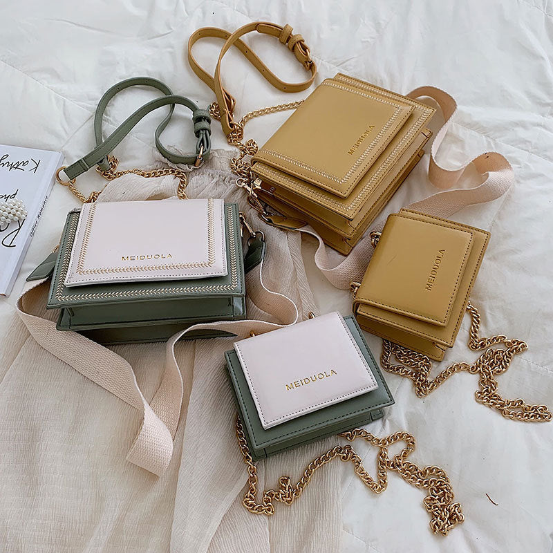 Textured Western Chain Crossbody Bag with Zipper Pocket