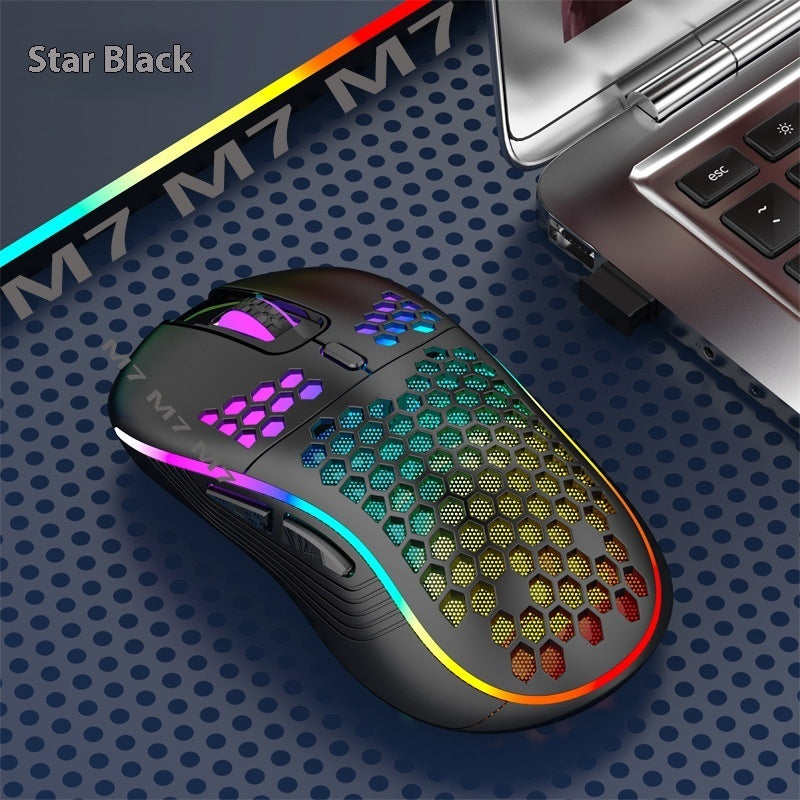 ماوس ألعاب لاسلكي خفيف الوزن مضيء بتصميم مجوف