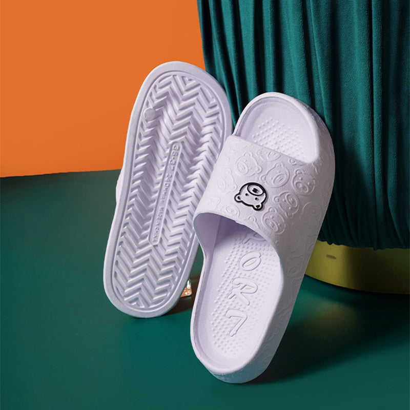 Cute Bear Slippers Indoor Non-slip Thick Soles Floor Bedroom Bathroom Slippers For Women Men