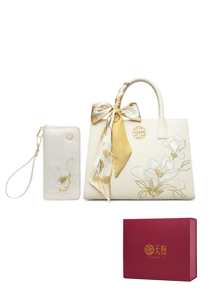 Sac à main en cuir de vachette blanc nacré – Cadeau pour belle-mère – Sac de réunion haut de gamme