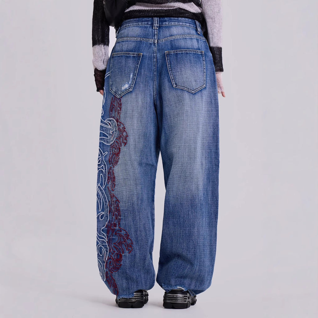 Wide Leg Loose Fit Jeans Trousers