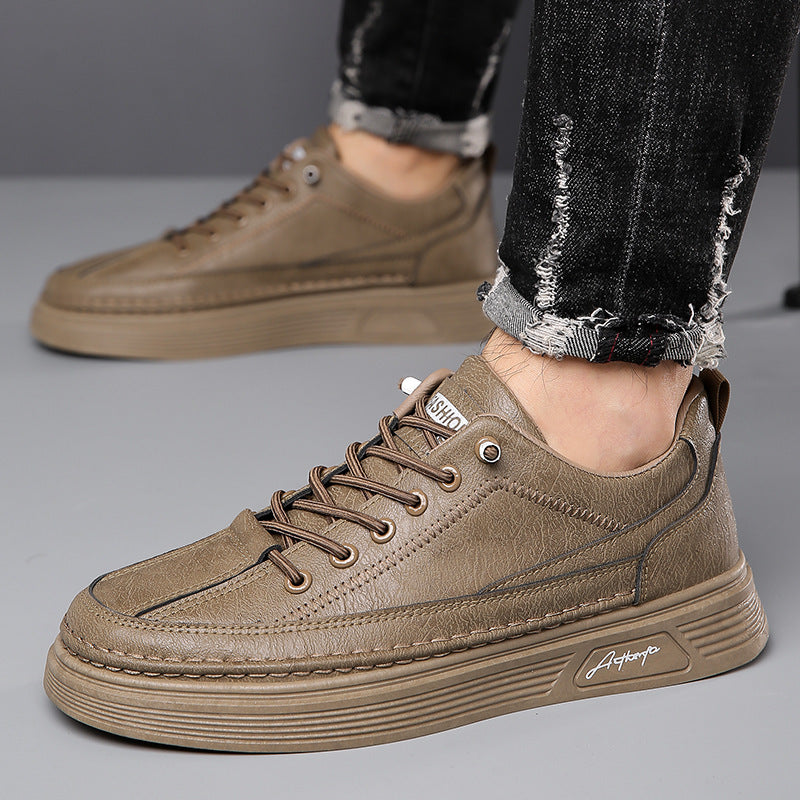 British Style Casual Low-Top Men's Shoes in Black, Gray & Khaki