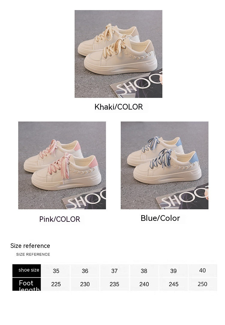 Baskets basses compensées en cuir décontractées pour femmes – Bleu ciel, rose, kaki, tailles 35-40