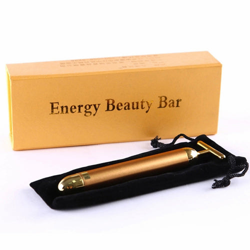 24K Gold Vibration Pulse Facial Roller Massager for Firming & Wrinkles
