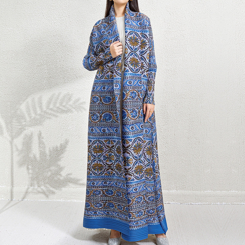 Robe cardigan plissée imprimée grande taille