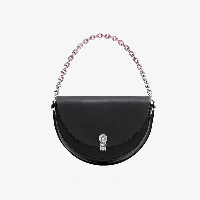 Women's Small Cow Leather Diamond Lock Shoulder Messenger Bag