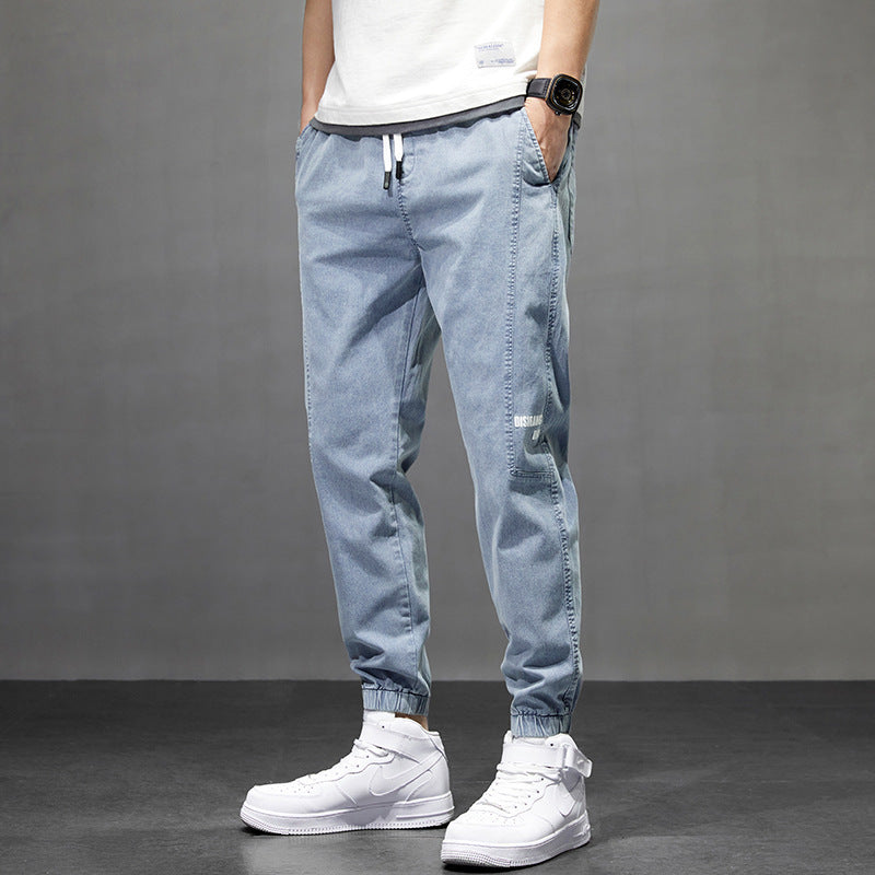 Men's Stretch Black Denim Jeans Mid Waist Slim Fit