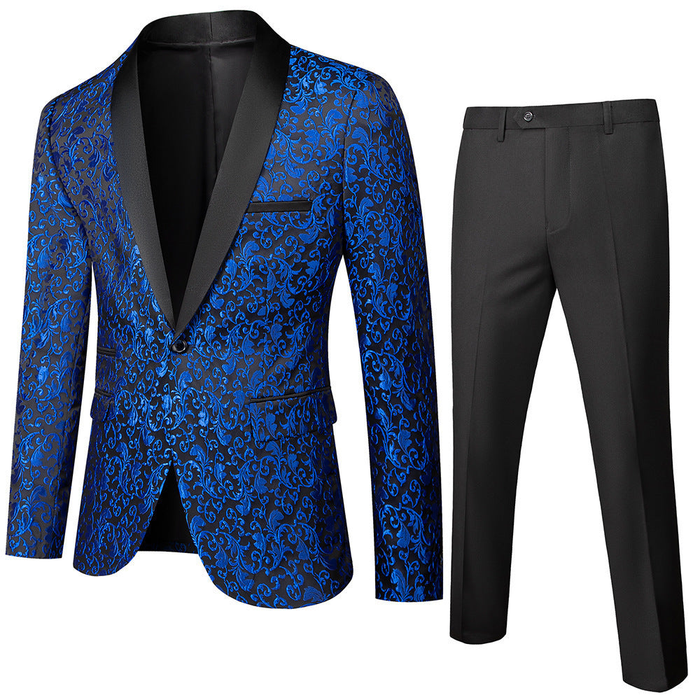 Men's Slim Fit Business Casual Two-Piece Suit Polyester Cotton